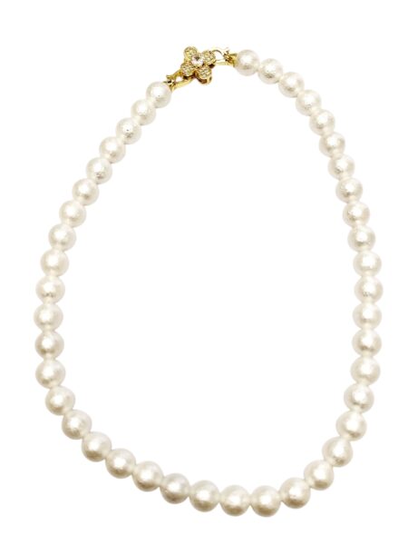 White textured Shell pearl necklace, 11mm pearl, 44 cm