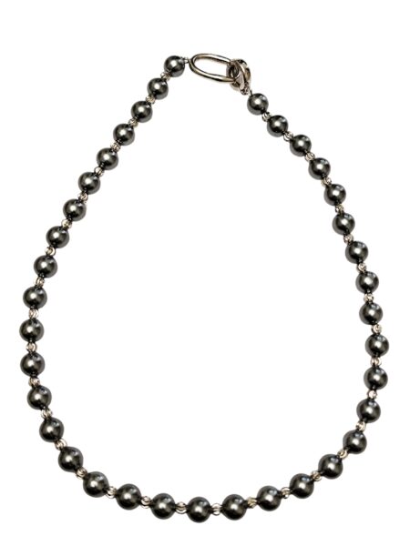 Charcoal color Shell pearl necklace, 8mm
