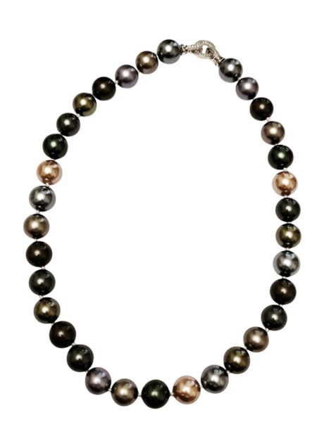 Multi-color Knotted Shell pearl necklace, 13mm pearl, 44 cm