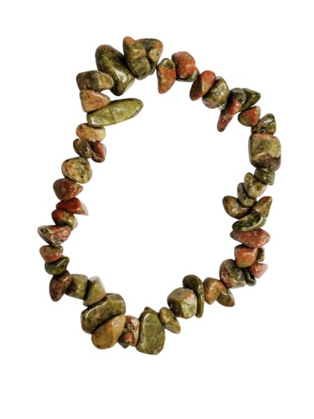 Unakite chip bracelet, stretchcord