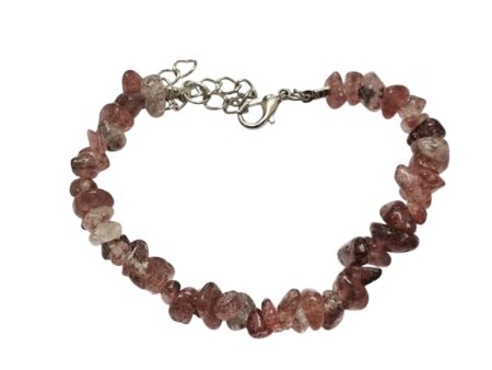 Strawberry quartz chip bracelet, extender chain