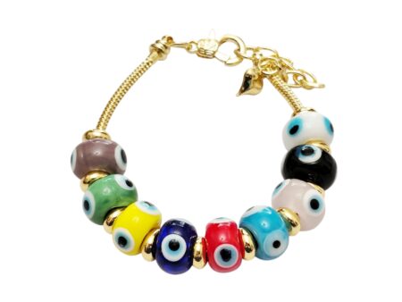 Eye bracelet, Multi Color, 9 Oval glass beads