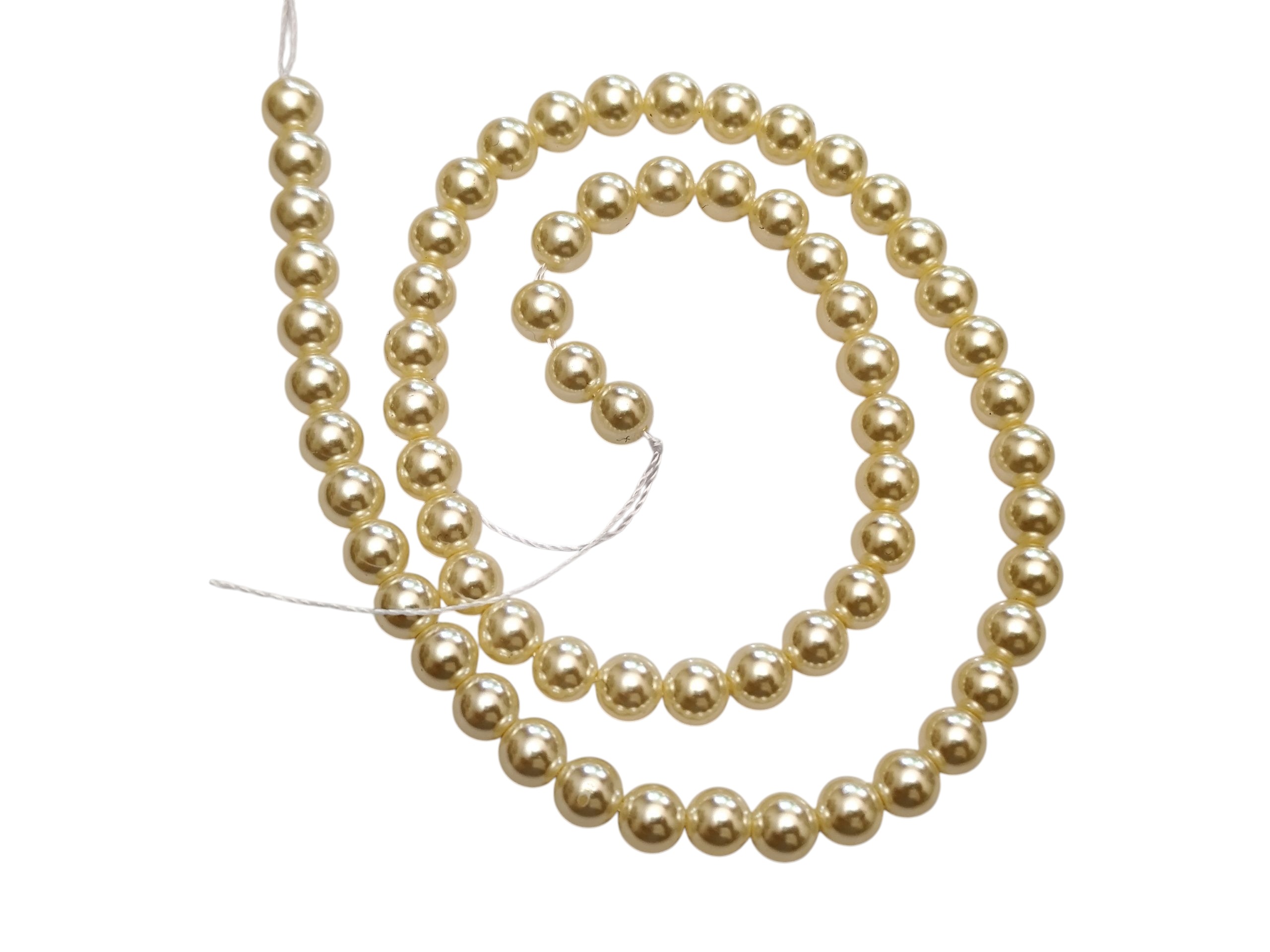 Cream Shell pearl bead string, 6mm, 40cm - Image 3