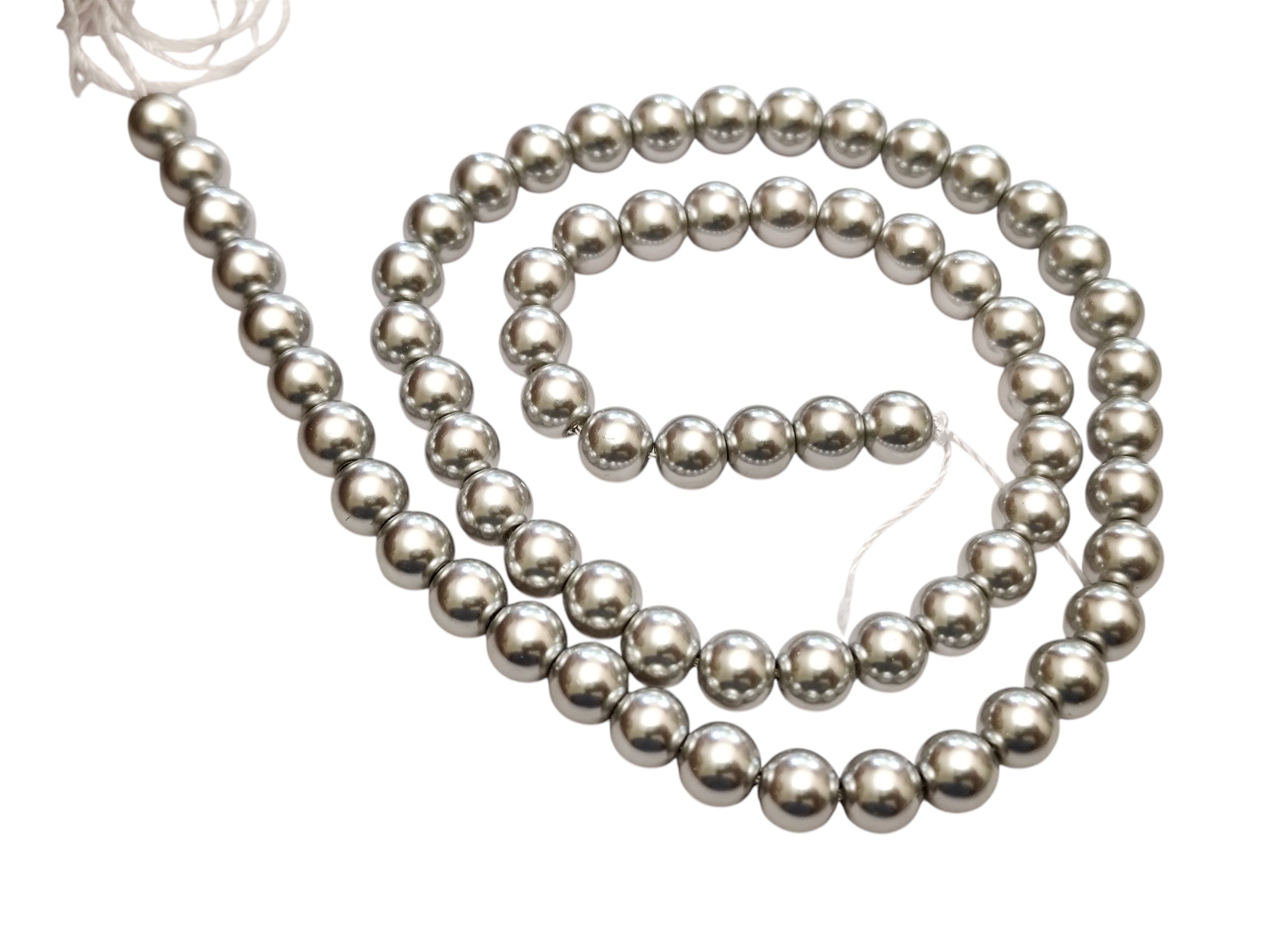 Grey Shell pearl bead string, 6mm, 40cm - Image 3