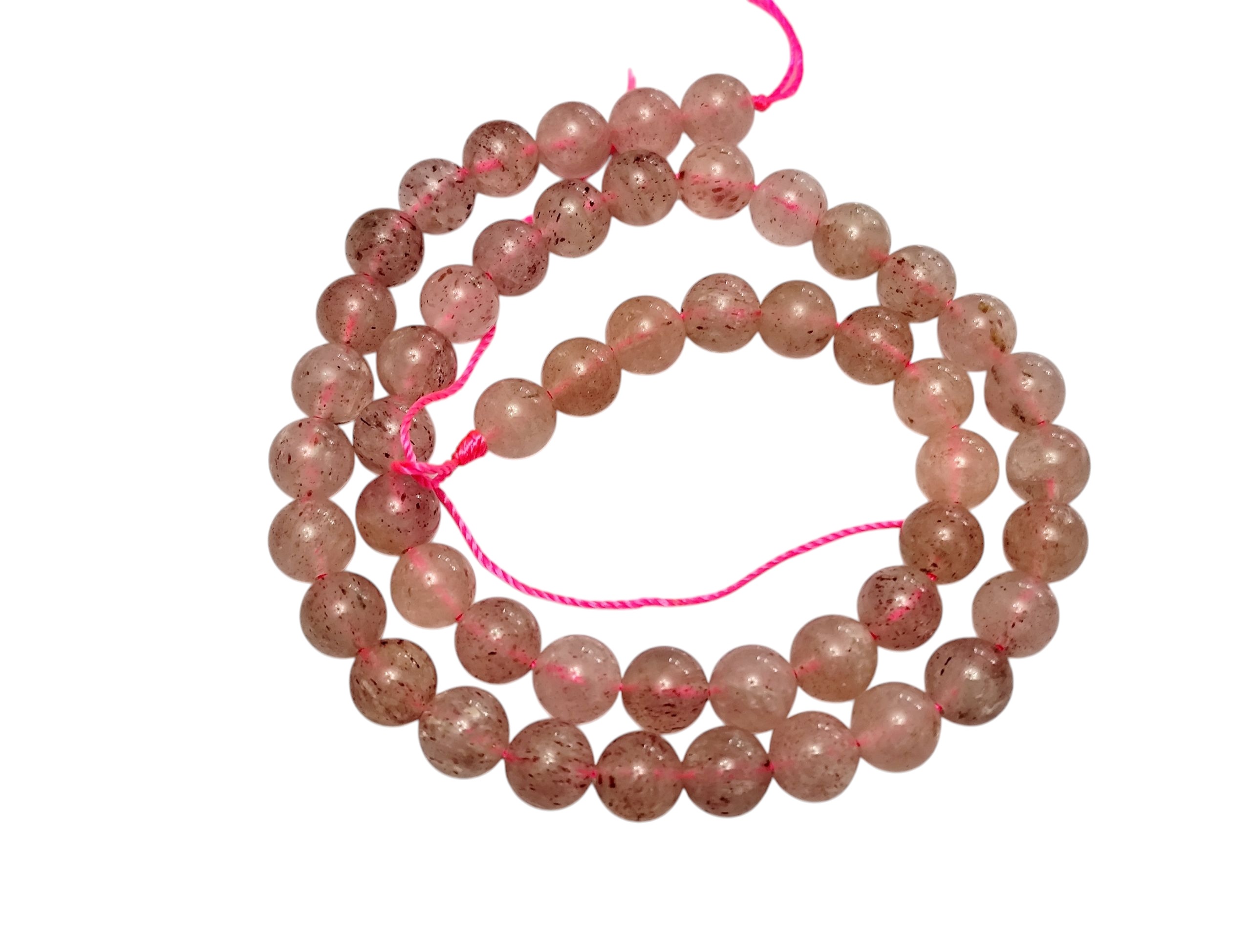 Strawberry quartz bead string, round, 8mm, 40cm - Image 2