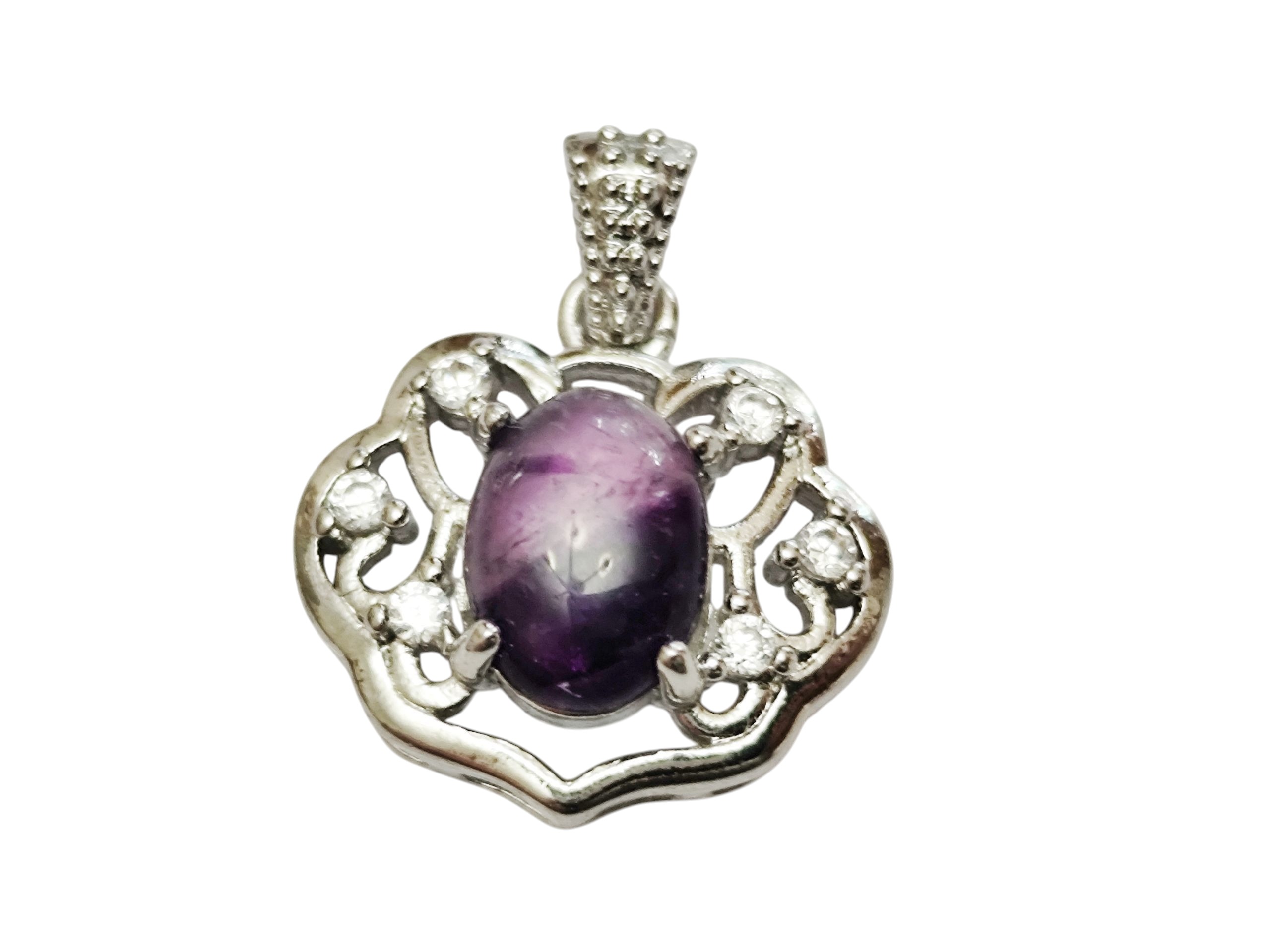 Assorted amethyst pendant in base metal, 24mm incl bail - Image 2