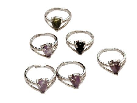 Mixed teardrop gemstone ring, adjustable sizes. Various gemstones.