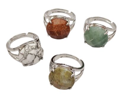 Mixed round facet gemstone ring, adjustable sizes. Various gemstones.