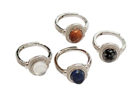 Mixed gemstone ring, adjustable sizes. Various gemstones