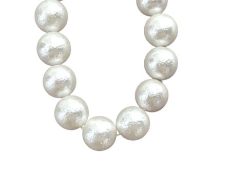 White Textured Shell pearl bead string, 10mm, 40cm