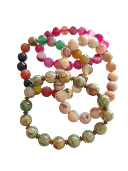 Various agate bracelets on Stretchcord 10-12 mm bead size
