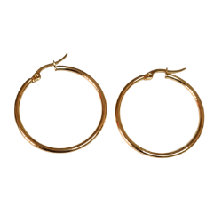 1 Pair of Gold Stainless Steel Hoop Earrings – 35mm in diameter