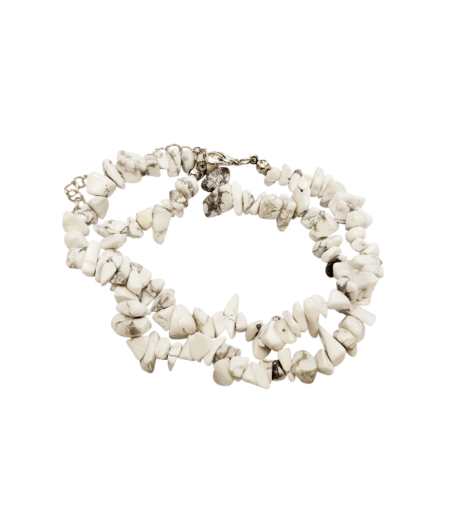 Chip string double bracelet or single 37cm necklace w 6cm extension chain, Howlite