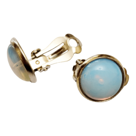 Clip on opalite and light blue sodalite earrings