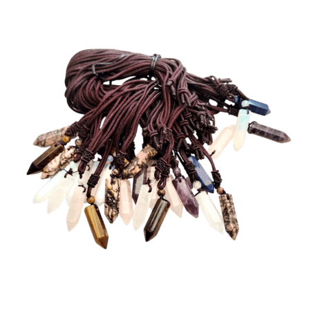 Point pendant on woven string, 36cm