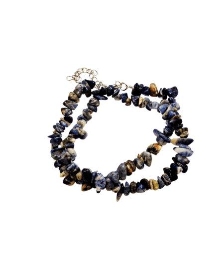 Chip string double bracelet or single 37cm necklace w 6cm extension chain, Sodalite