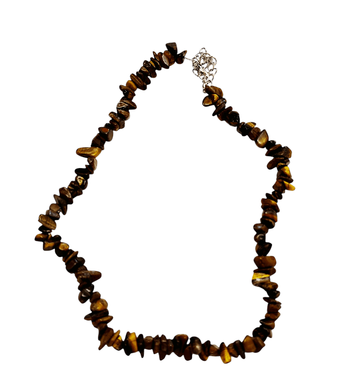 Chip string double bracelet or single 37cm necklace w 6cm extension chain, Tigers eye - Image 2