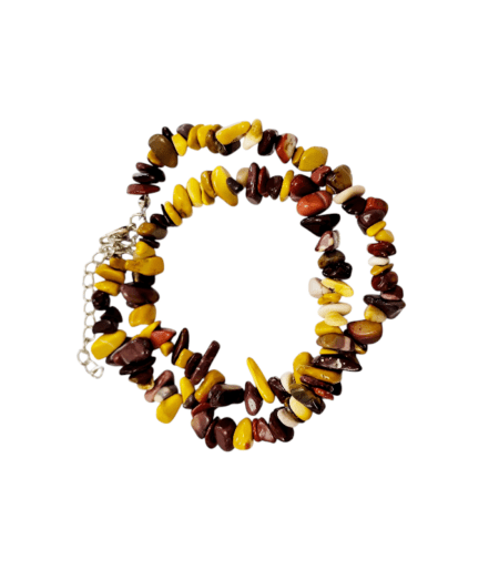 Chip string double bracelet or single 37cm necklace w 6cm extension chain, Mookaite