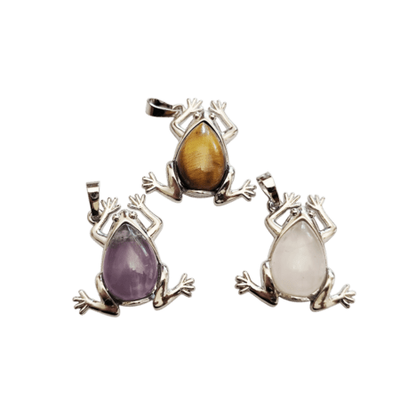 Frog pendant in Base Metal with various stones. 31mm excl bail