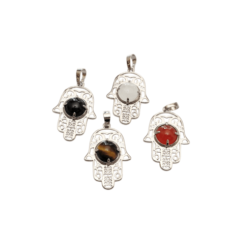 Hamsa Hand in Base Metal with various stones. 33mm excl bail