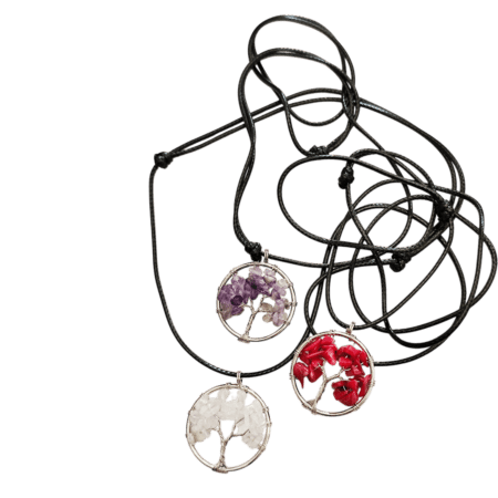 Tree of life on woven cord necklace