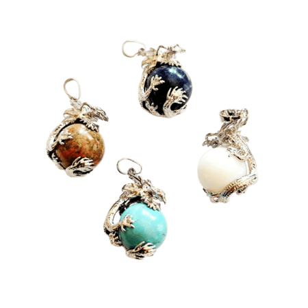 Dragon/lizard Pendant in Base Metal with various round stones. 25mm