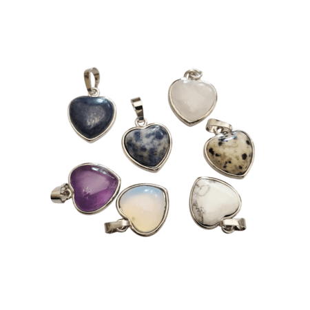 Heart Pendant in Base Metal with various stones. 19mm