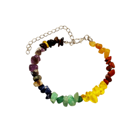 Chakra chip bracelet w extender chain and lobster clasp