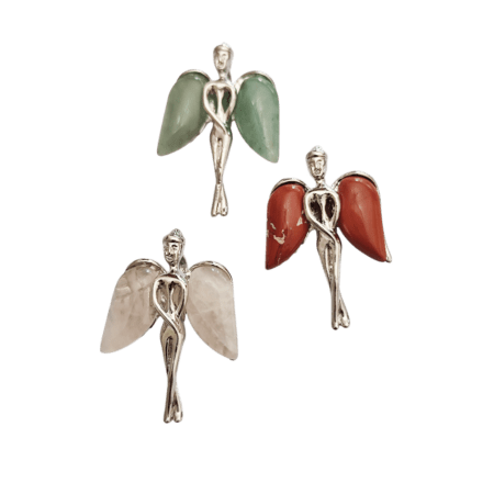 Angel Pendant in Base Metal with various stone cabochons. 34mm