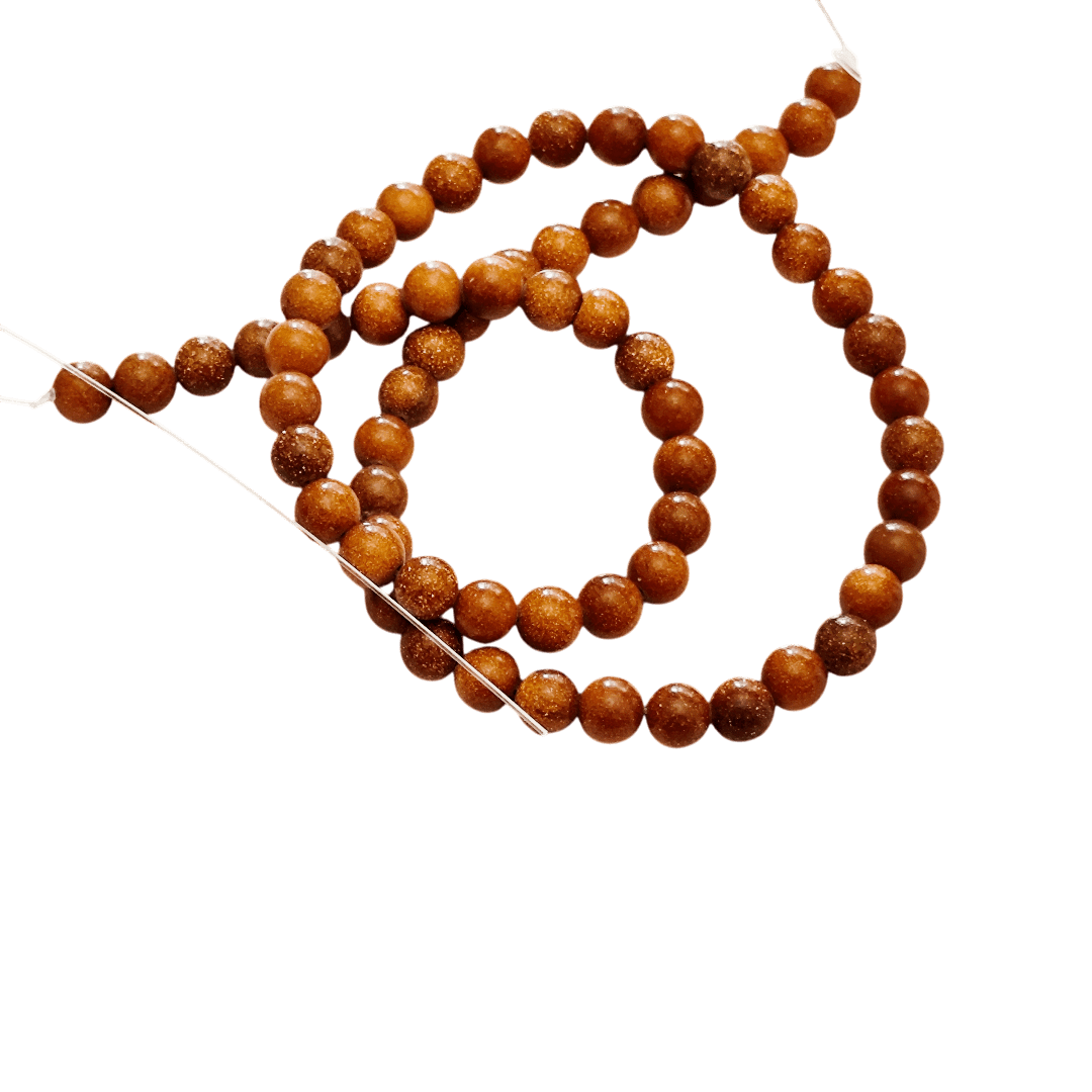 Goldstone bead string, round, 6mm, 39cm - Image 2