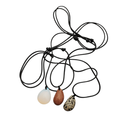 Tumbled stone on adjustable leather string, various stones