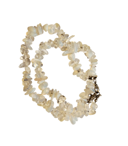 Chip string double bracelet or single 37cm necklace w 6cm extension chain, Opalite