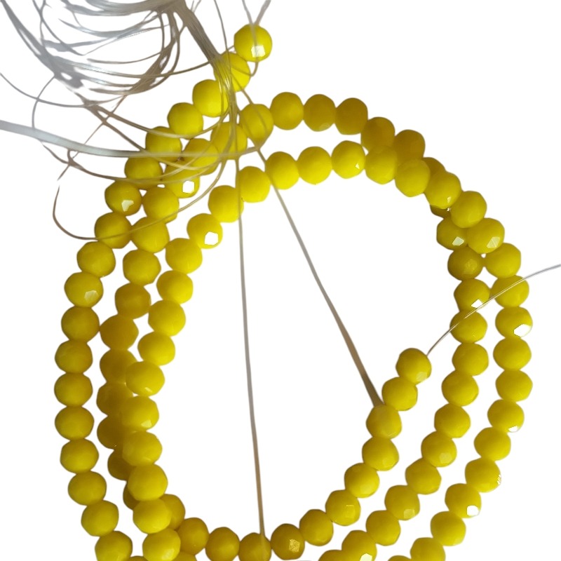 Glass bead string, faceted, rondelle, 3x4mm, Non Translucent Lemon Yellow, 40cm