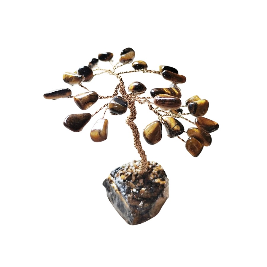 Gemstone tree with 27 stones, Tigers eye, 9-10cm high
