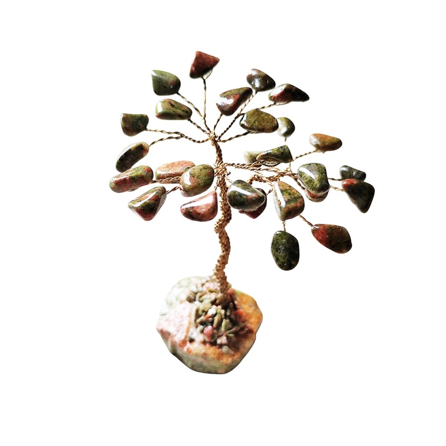 Gemstone tree with 27 stones, Unakite, 9-10cm