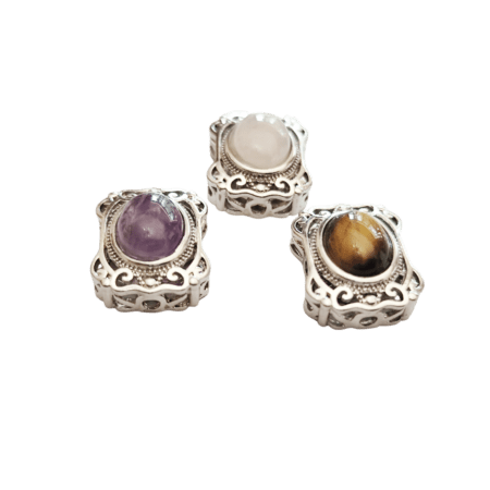 Square box Pendant in Base Metal with various stones. 17mm