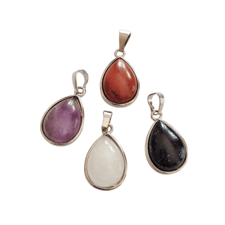 Teardrop cabochon Pendant in Base Metal with various stones. 24mm