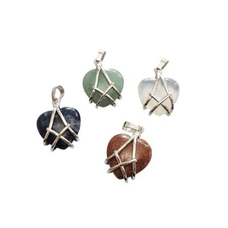 Heart Pendant in Base Metal with various stones. 26mm excl bail