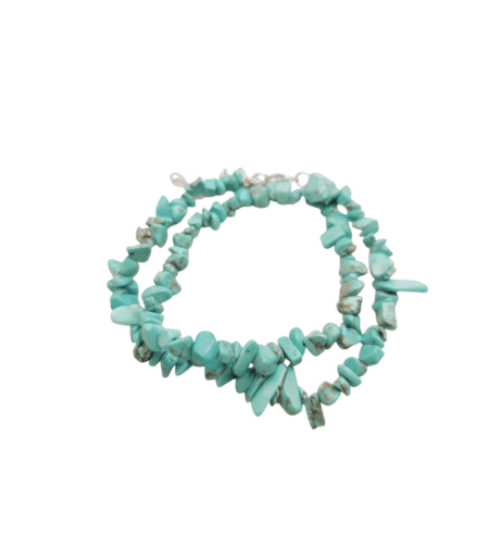 Chip string double bracelet or single 37cm necklace w 6cm extension chain, Blue Howlite