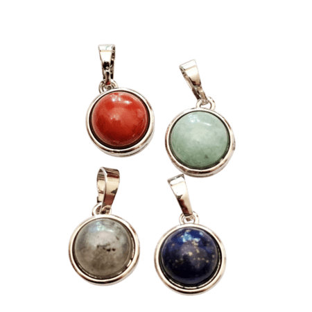 Pendant with various Round stone Cabochon. 12mm