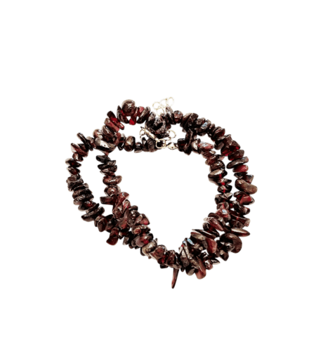 Chip string double bracelet or single 37cm necklace w 6cm extension chain, Garnet