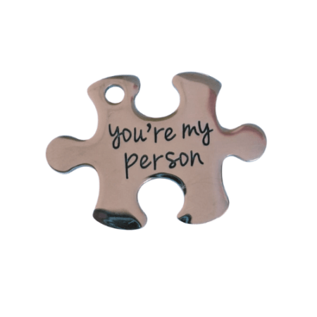 Stainless steel You are my person puzzle pendant, 3.2 x 2.3cm