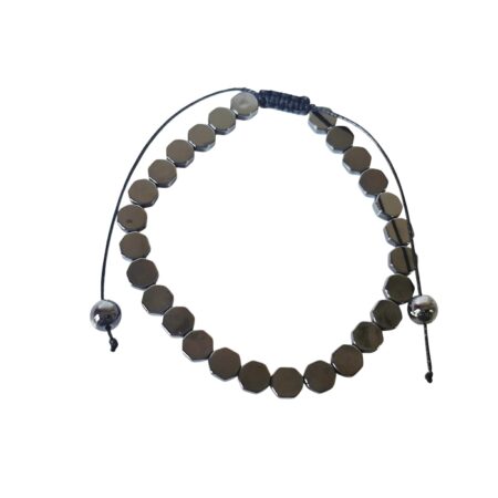 Hematite octagon adjustable bracelet 6mm