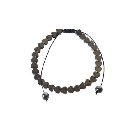 Hematite Heart adjustable bracelet 6mm