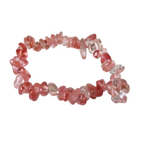 Cherry quartz chip bracelet, stretchcord