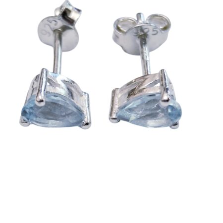 Blue Topaz earring stud 4 x 5mm set in 925 silver