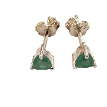 Prehnite earring trillion cut stud 4 x 4mm set in 925 silver