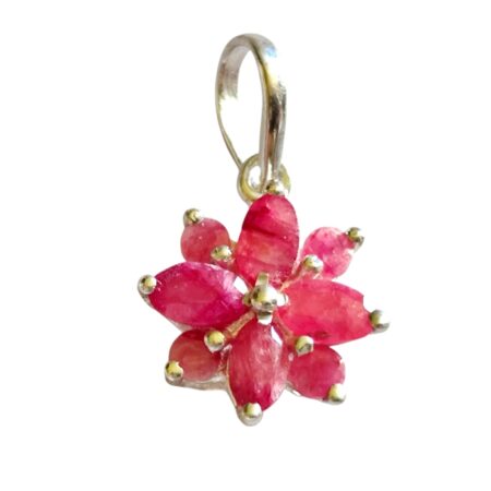 Ruby Floral pendant set in 925 silver, 20mm bail incl.
