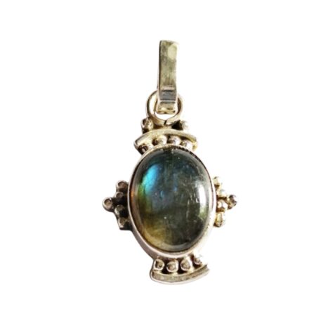 Labradorite cabachon pendant set in 925 silver, 32mm bail incl.