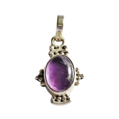Amethyst cabachon pendant set in 925 silver, 32mm bail incl.